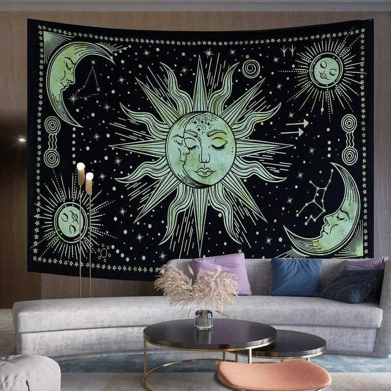The Art Box Room Decor Wall Art Home Decor Tapestry For Bedroom Aesthetic Wall Decor Bedroom Accessories Aesthetic Room Decor Sun And Moon Psychedelic Mystic Tapestry Yoga Meditation Walmart