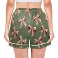 thumbnail image 2 of Women's Silk Pajama Shorts Red White Striped Bow Pajama Shorts Women's Casual Pajama Shorts with Pockets, 2 of 6