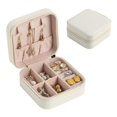 thumbnail image 3 of Caja organizadora de joyas portátil de cuero sintético para viajes, para pendientes, anillos, color azul, 3 of 5