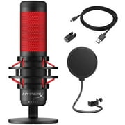 HyperX QuadCast USB Multi-Pattern Electric Condenser Microphone - PS4, PC, Mac - Pop Filter - Anti- Shock Mount with GalliumPi Popfilter