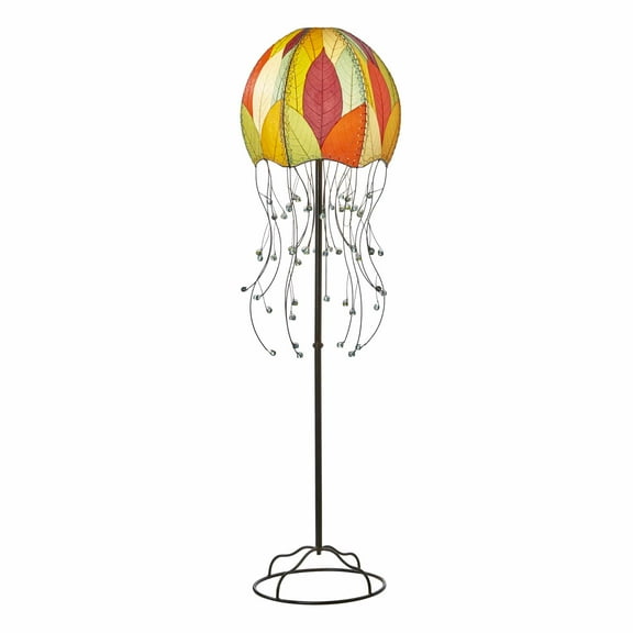 Eangee Home Design Jellyfish Large Floor Lamp, Shade Made Of Cocoa Leaves, 15x15x64 Inches