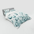 thumbnail image 3 of Ambesonne Flower Bedding Set 3 Pcs, Poppy Flora Windy Day, Twin XL, White Teal, 3 of 3