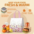 thumbnail image 5 of Pioneer Flower Floral Print Pattern Insulated Lunch Bag for Women & Adults,Large Portable Soft Cooler Lunch Bag,Thermal Food Storage Tote with Pearl Cotton,8.66L,8.75x5.75x9.5 Inch, 5 of 6