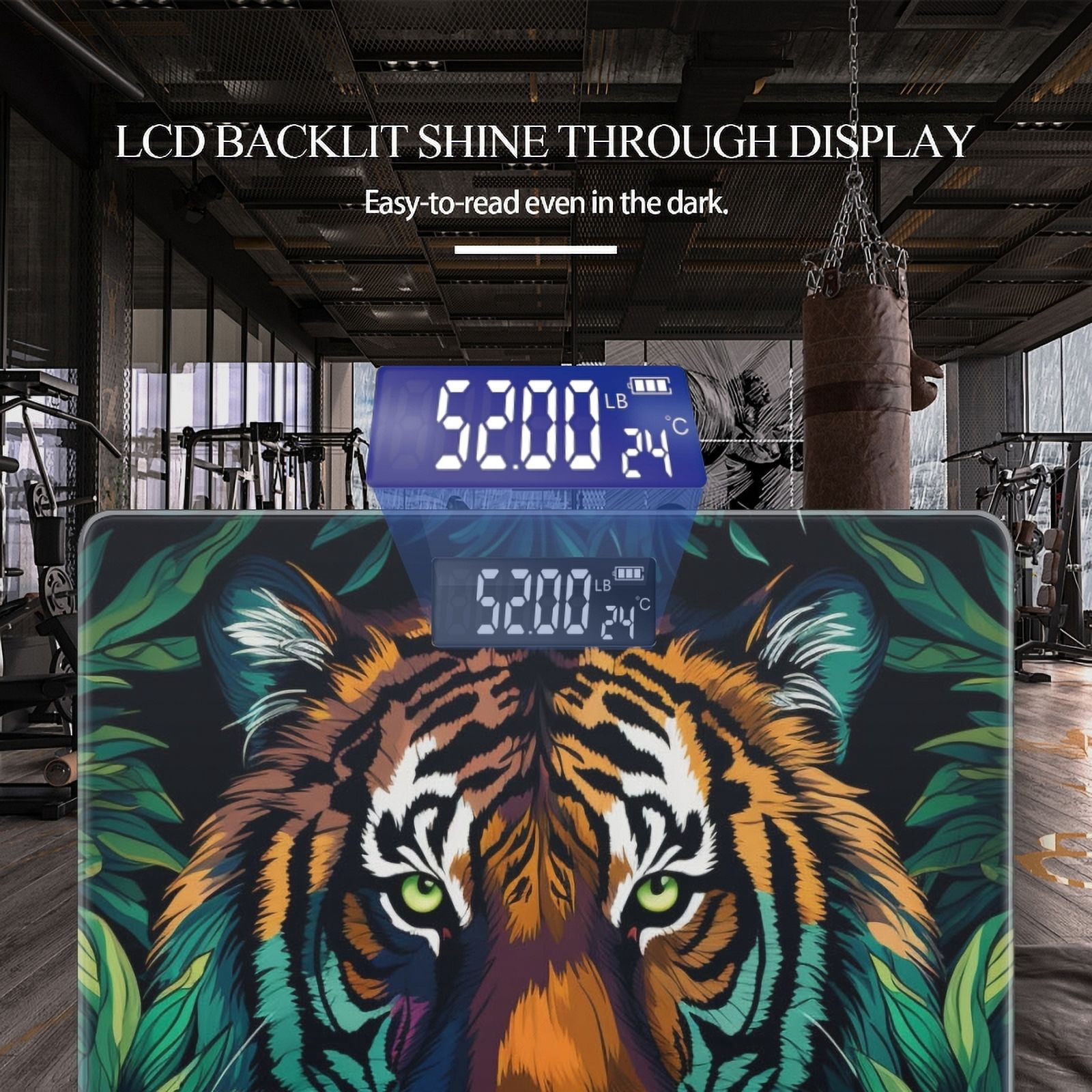Bathroom Scale, Highly Accurate Digital Body Scale,Precisely Measures Weight up to 400 lbs-Elegant Tiger'S Face Emerging From The Jungle