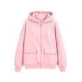 thumbnail image 3 of GobdXE Solid Cotton Blend Girls Zip Up Hoodie Long Sleeve Dual Patch Pocket Loose Casual Children Jacket Sweatshirt,2-3 Years(Light Pink), 3 of 4