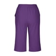 thumbnail image 7 of Lenpel Plus Size Capri Pants for Women Lounge Elastic Waist Cropped Pants Casual Lightweight Pull on Capris, 7 of 7