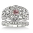thumbnail image 2 of 2 Carat Morganite & Diamond Trilogy set Ring on 10k White Gold, 2 of 2