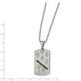 thumbnail image 2 of Stainless Steel Polished and Textured Black Cubic Zirconia Dog Tag Necklace - 22 Inch - Measures 21.63mm Wide, 2 of 2