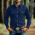 thumbnail image 6 of Men's Business Casual Button Up Shirts Solid Color Long Sleeved Lapel Collar Formal Work Dress Shirts Daily Work Commute Tops with Pocket, 6 of 7