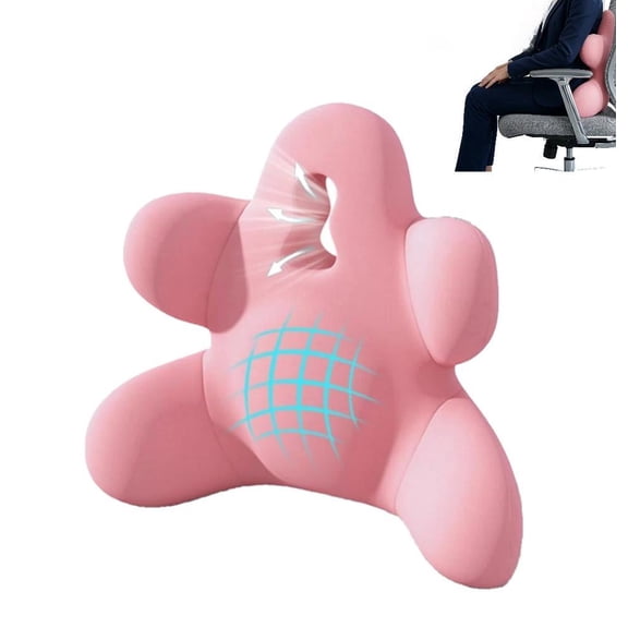 Lumbar Support Pillow for Office Chair – Back Pillow Lumbar Support for Car, Chair, Sofa, Improve Lower Back Pain Relief & Sitting Posture, Memory Foam Back Cushion for Long Sitting (Pink)