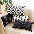 thumbnail image 6 of Set of 4 Decorative Geometric 18 x 18 Inches Throw Pillow Covers - Modern Pattern Linen Square Pillow Cushion Case for Sofa Couch Bed Home Outdoor Car (18" x 18", Beige/Black), 6 of 6