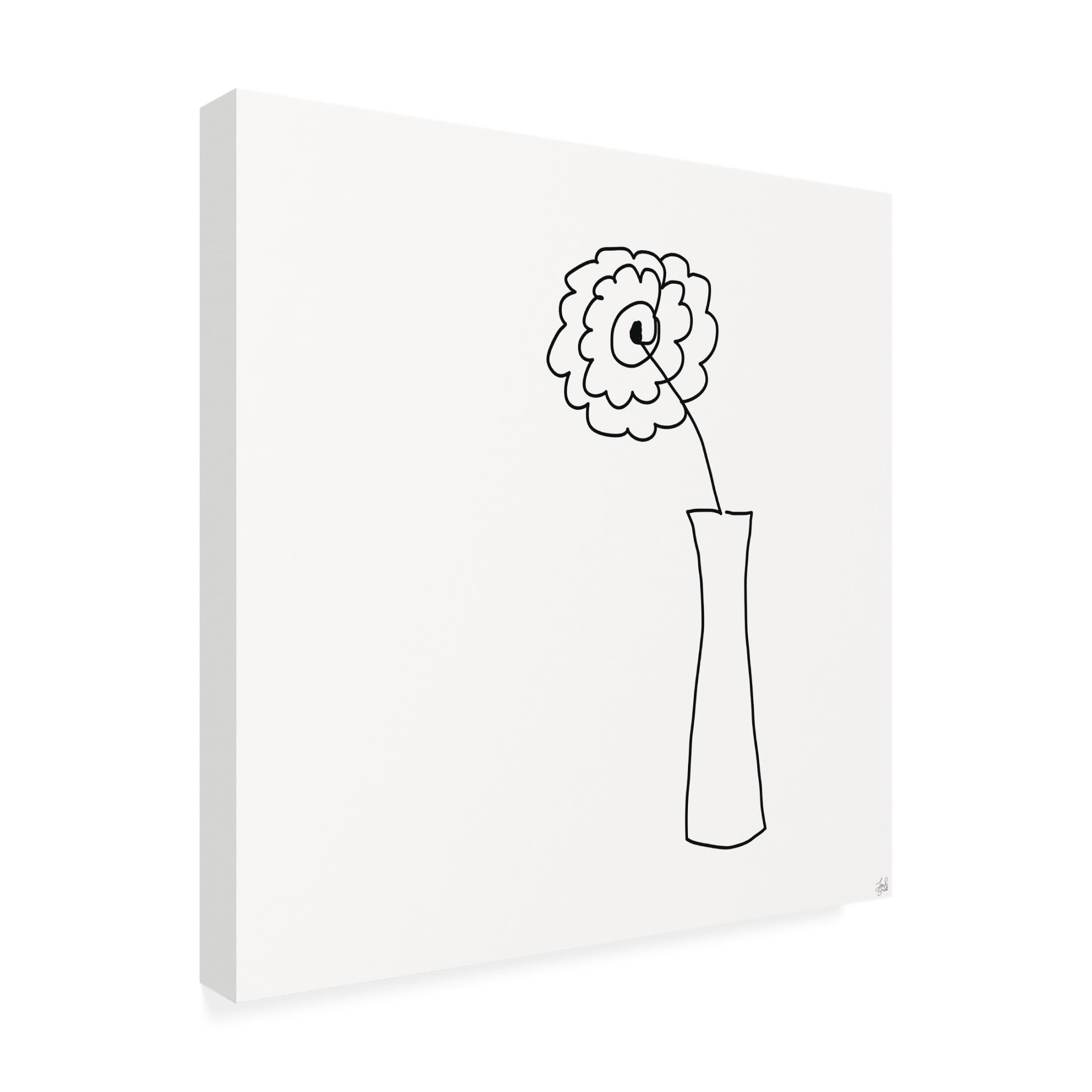 Canvas Wall Art - Line and Brush 'Floral Bouquet 4' Wall Art for Living Room, Bedroom, or Office Décor by Trademark Fine Art - 14 x 14 Inches