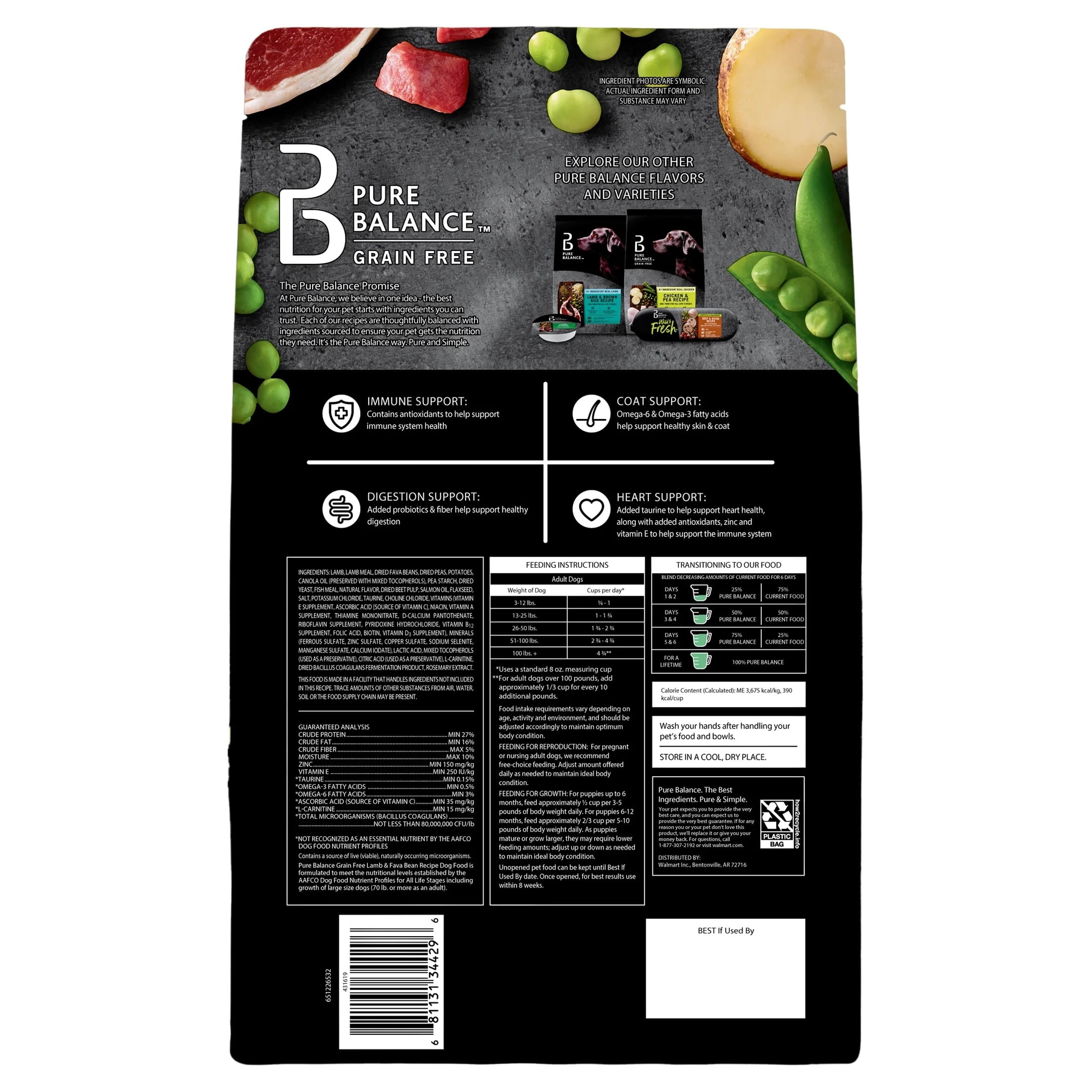 Pure Balance Grain-Free & Poultry-Free Lamb & Fava Bean Recipe Dry Dog Food, 4 lbs