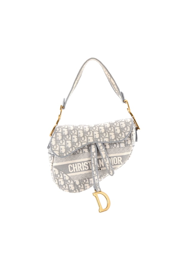 Pre-Owned Saddle Handbag Logo Embroidered Oblique Canvas Medium By Rebag