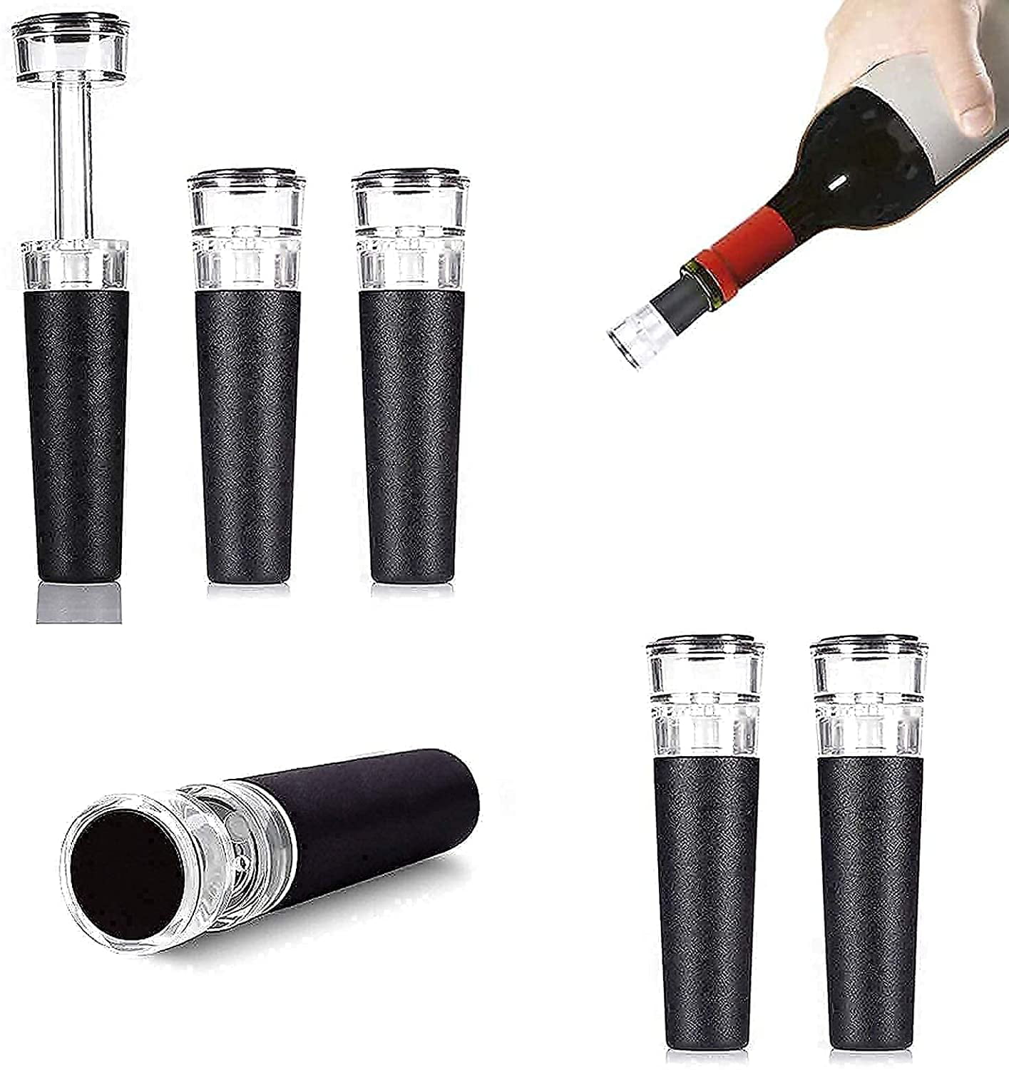 New 6 Wine Stoppers for Wine Saver Vacuum Pump Preserver Best Wine Air Vacuum Stoppers to Keep Wine Fresh Bottle Rubber Corks to Preserve Wine Flavor