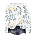 thumbnail image 5 of NTACZA Crewneck Tops for Women Floral White Long Sleeve Sweatshirts Loose Plus Size Pullover Shirts Blouse for Women L, 5 of 7