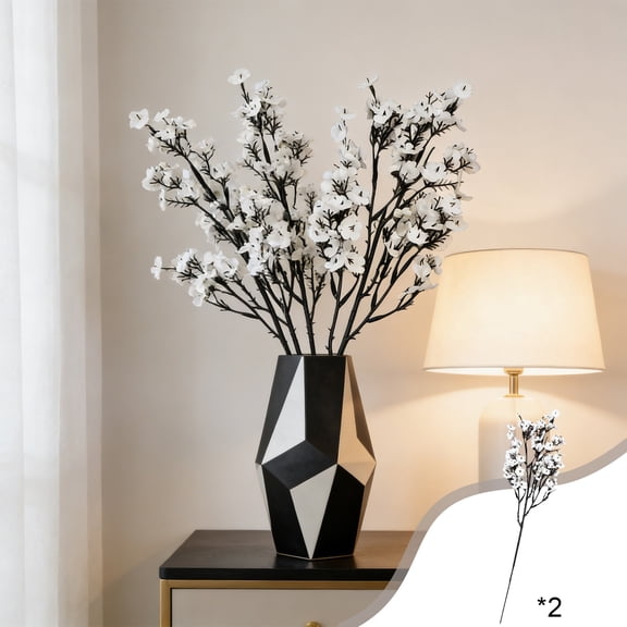 Disco*unt!Artificial Cherry Blossom Silk Flower Stems 42 Inch Faux Plum Blossom Branch, Fake Sakura Tree Spring Decor for Vase Floral Table Centerpiece Wedding Home