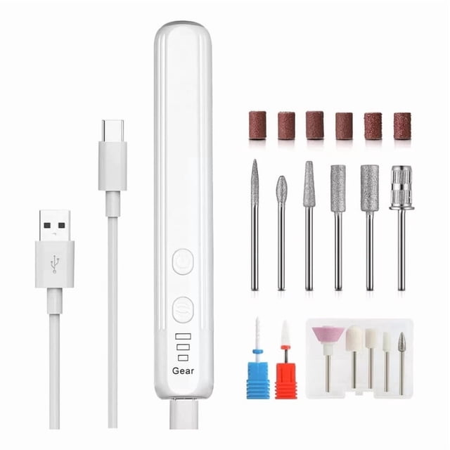 White Rechargeable Electric Nail Polisher 35000rpm