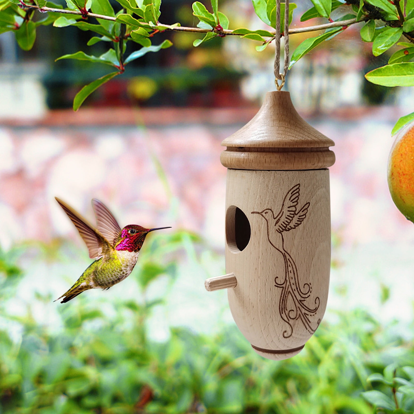 TUTUnaumb New Hot on Sale Hummingbird House Outdoor Hanging Wooden Bird