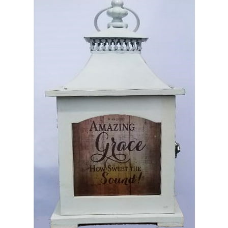 Card It 14.75" White Amazing Grace Candle Lantern
