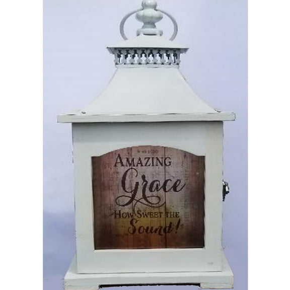 Card It 14.75" White Amazing Grace Candle Lantern