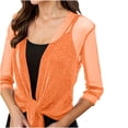 thumbnail image 4 of Womens 3/4 Sleeve Shrug Sheer Mesh Cardigans Tie Front Cropped Lightweight Shawl Top Trendy Dressy Open Front Cardigan Shrugs, 4 of 6