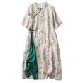 thumbnail image 2 of Spring Savings GaThRRgYP Clearance Dresses for Women,Women's Summer and Retro Cotton and Linen Round Neck Waist Retraction Travel Holiday Dress, 2 of 9