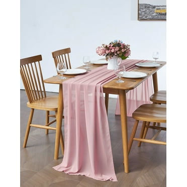 Coolmade 10Ft Pink Chiffon Sheer 29x120 Inches Table Runner for Wedding ...
