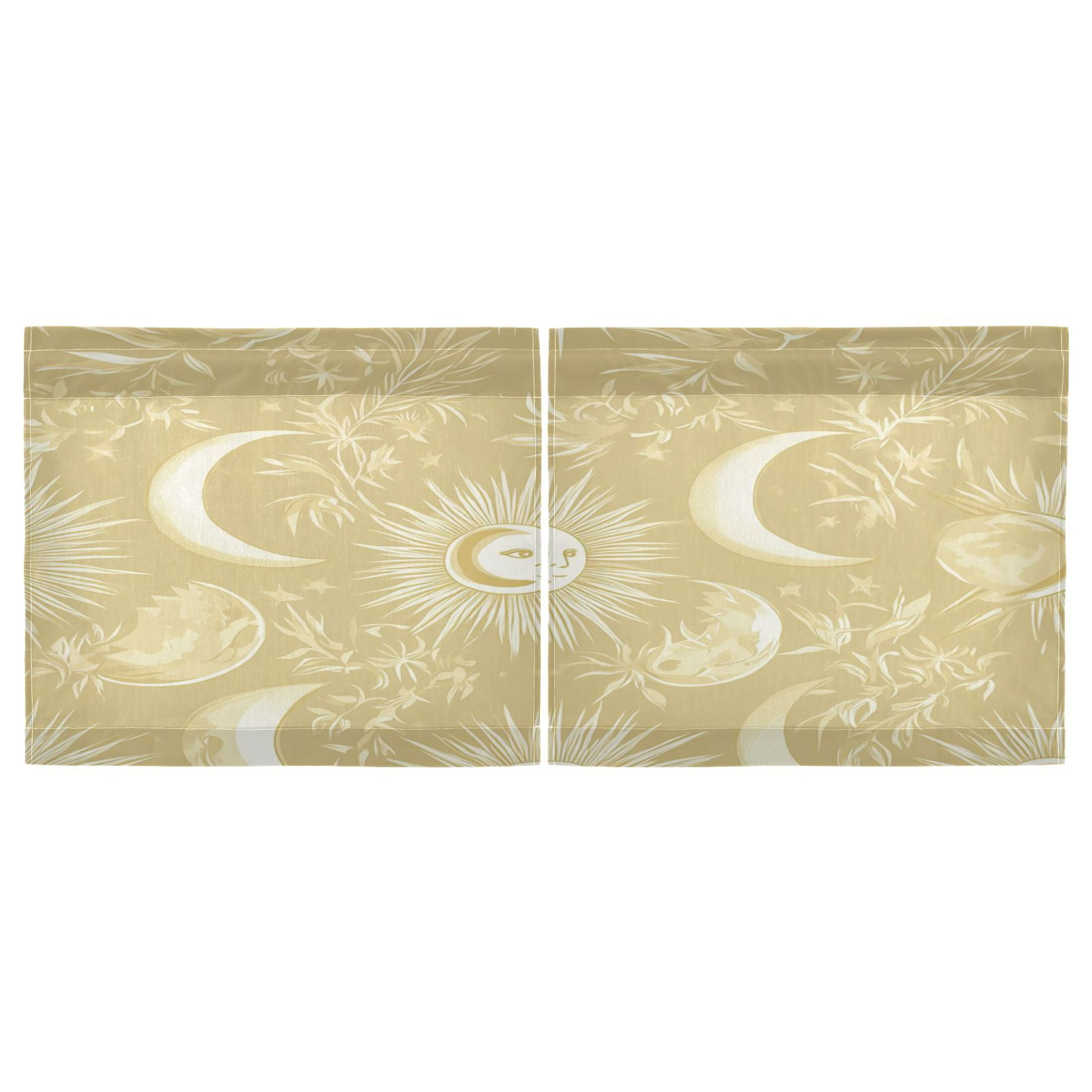 Facial Sun Moon Pattern 27"x36" Linen Look Cafe Curtain Set with Privacy and UV Protection