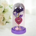 thumbnail image 1 of Rosa en cúpula de cristal con luces, regalos del Día de San Valentín para novio, lámpara de mesa para siempre, decoraciones del Día de San Valentín , base morada, 1 of 8