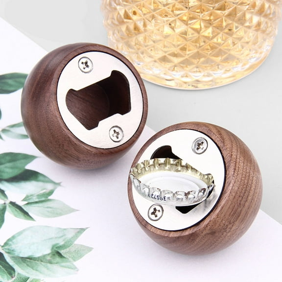 KALLORY 1Set Portable Modern Design Wooden Handheld Bottle Opener for Men Women Home Use Bar Tool Opening Wine Bottles