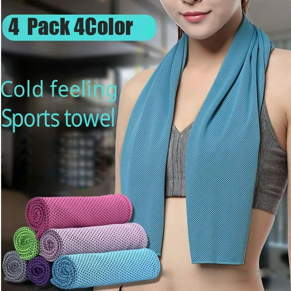 4 Pcs Quick Cooling Towels, Cold Towels for Face and Body, Microfiber Towel Soft Breathable Towel for Summer Outdoor,Gym, Yoga, Camping, Running, Fitness, Workout and More Activities(39.5"x12")