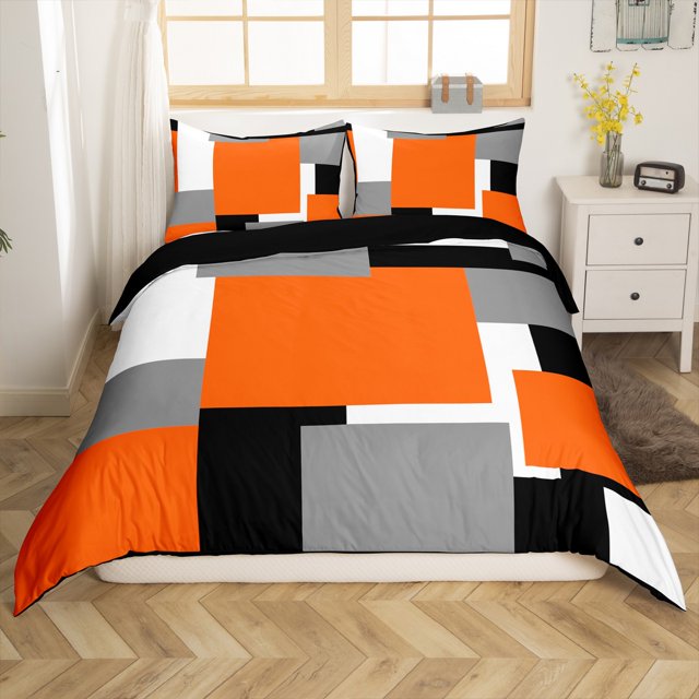 Erosebridal Housse de Couette Carrée Futuriste Très Grand, Ensembles de Literie Modernes et Tendance Format Très Grand, Décor à Rayures Géométriques, Réversible