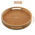 thumbnail image 4 of Round Serving Bamboo Wooden Tray for Dinner Trays Tea Bar Breakfast Food Container Handle Storage 1, 4 of 8