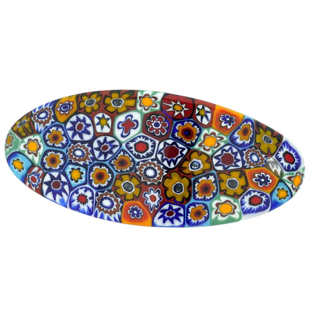 GlassOfVenice Murano Glass Millefiori Oval Hair Clip - Multicolor