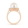 thumbnail image 2 of Angara South Sea Cultured Pearl Ring with Floral Halo in 14K Rose Gold for Women | June Birthstone Jewelry for Her, 2 of 8