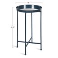 thumbnail image 2 of Kate and Laurel Celia Round Metal Foldable Accent Table with Mirror Tray Top, Navy Blue, 2 of 5