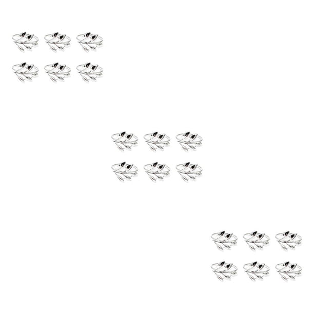 Inteprter Servilletas de San Valentín Cierres de diseño de hojas plateadas Anillos de servilletas Toallas de papel circulares para diario Joyería de plata 3piezas Inteprter CBP363126