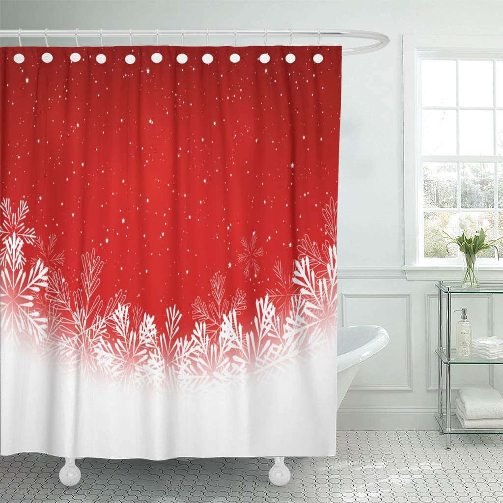 KSADK Snow Christmas on Red White Graphic Abstract Celebrate Celebration December Shower Curtain