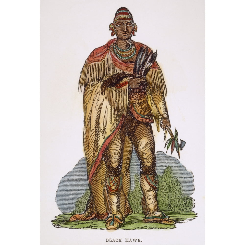Black Hawk (17671838). /Nnative American Sauk Leader. Wood Engraving