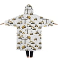 thumbnail image 2 of Oversized Wearable Blanket Hoodie,Cartoon Construction Vehicles Cranes White Pattern Sherpa Blanket Hoodie with Super Pockets,Super Warm Fuzzy Pullover for Women & Men, 2 of 6