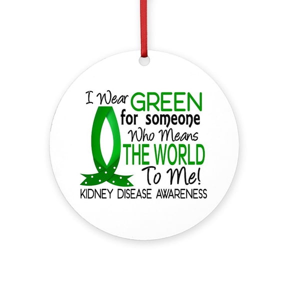 CafePress - Means World To Me 1 Kidney Disease Shirts Ornament - Round Wood Ornament 4"