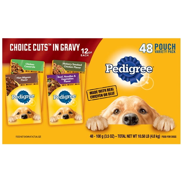 PEDIGREE CHOICE CUTS in Gravy Adult Soft Wet Dog Food, 48 Pouch Variety