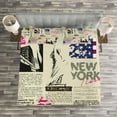 thumbnail image 3 of Ambesonne United States Quilted Bedspread Set 3 Pcs, NYC Newspaper, Queen Size, Multicolor, 3 of 3
