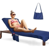 Tirrinia Beach Lounge Chair Cover for Camping, Portable Chaise Beach Towel for Sunbathing at Beach, Pool, Patio, Garden, Courtyard & Outdoor Trips, 31 x 73 inch Navy