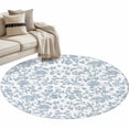 thumbnail image 2 of 4ft Round Rug, Light Blue Flower Non-Skid Rubber Backing Large Area Rugs - Living Room Bedroom Home Office, Vintage Farmhouse Boho Leaf Spring Indoor Floor Mat Carpets Washable Rug, 2 of 9