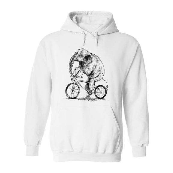 Elephant Riding A Bicycle Sketch Hoodie Men -Image by Shutterstock, Male Medium