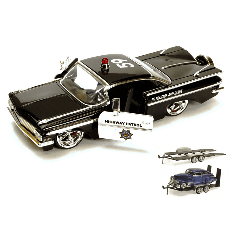 Diecast Car & Trailer Package - 1959 Chevy Impala Highway Patrol