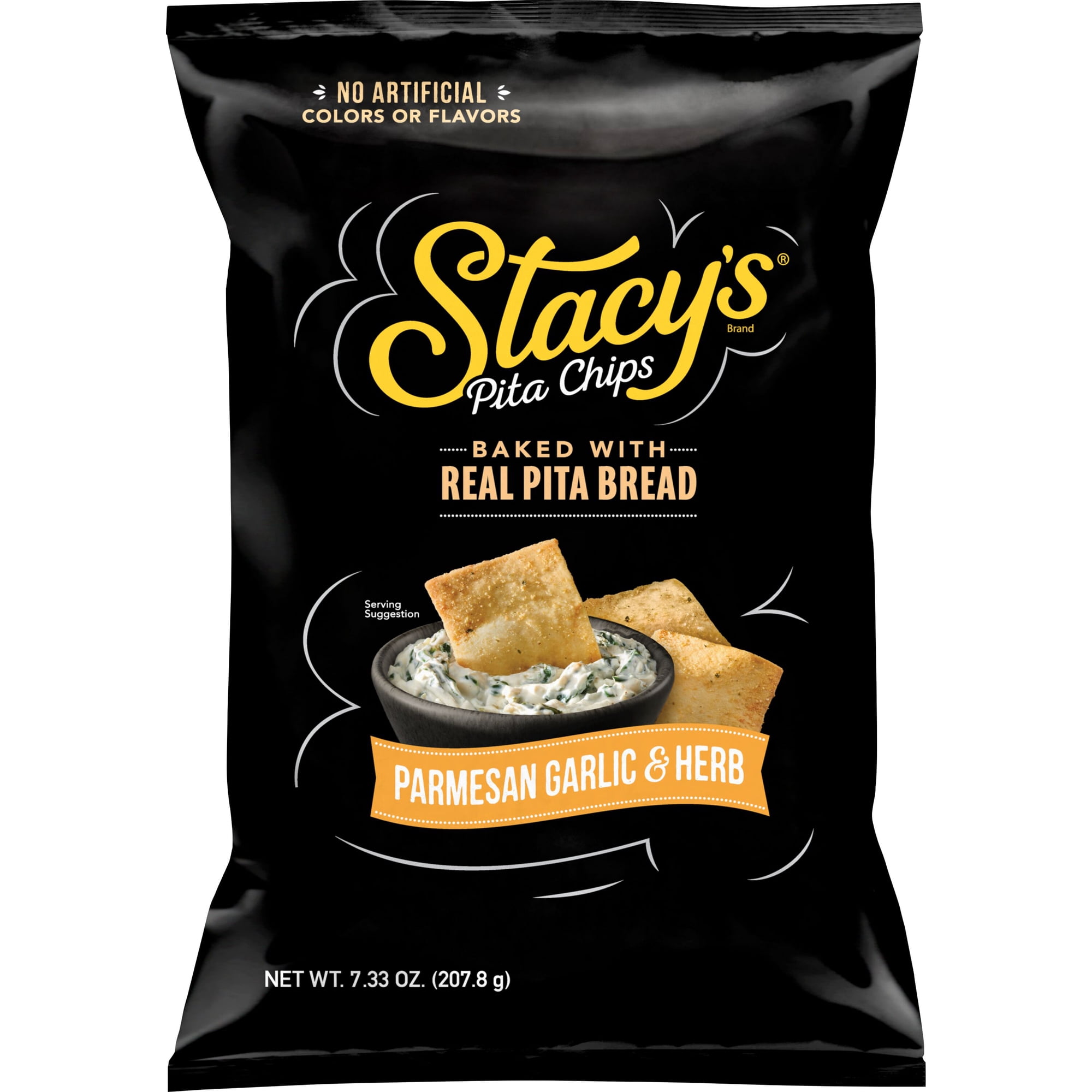 Stacy’s No Artificial Colors or Flavors Parmesan Garlic and Herb Pita Chips Bag, 7.33 oz