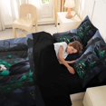 thumbnail image 5 of Homewish Skull Skeleton Raven 7-Piece Twin Bedding,Green Rose Bedding Comforter Set,Happy Halloween Bed Set,Black Reversible, 5 of 8
